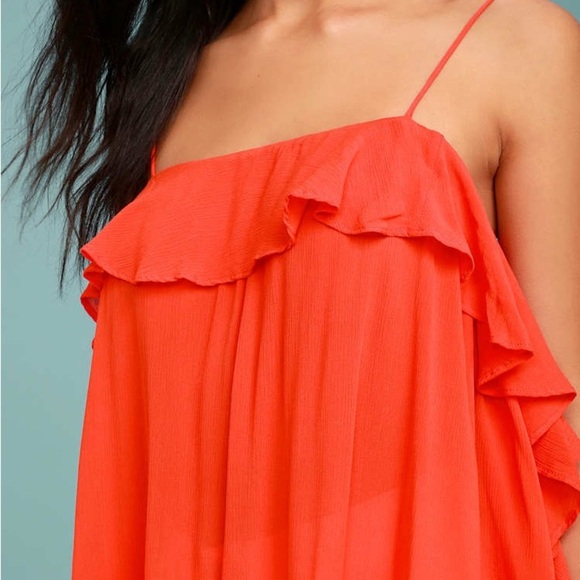 Intimately Free People Cascades Coral Red Tank Top Size Small - Picture 4 of 12